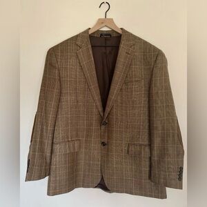 Ralph Lauren Brown Blazer Glen Plaid Check Wool / Cashmere / Silk Blend